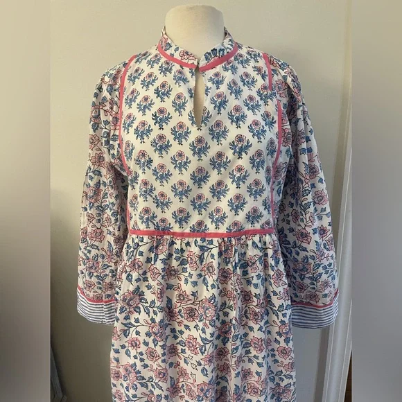 MADISON MATHEWS CHARLESTON DUTCH BLUE FLORAL LINED MAXI RUFFLE DRESS - Picture 6 of 12